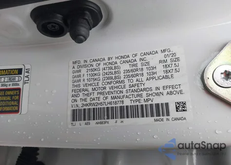 2020 Honda Cr-V Awd Ex from USA, damaged, VIN 2HKRW2H57LH618778